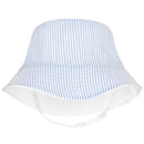 Wee Ones - Girls Reversible Ruffle Brim Seersucker Sun Hat, Blue Stripes  Image 1
