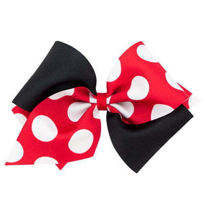 Wee Ones - Girls' Wide King Two-Tone Dot Print Hair Bow, Red and Black Image 1