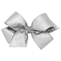 Wee Ones - Party Glitter and Grosgrain Bow Overlay King, Silver Image 1