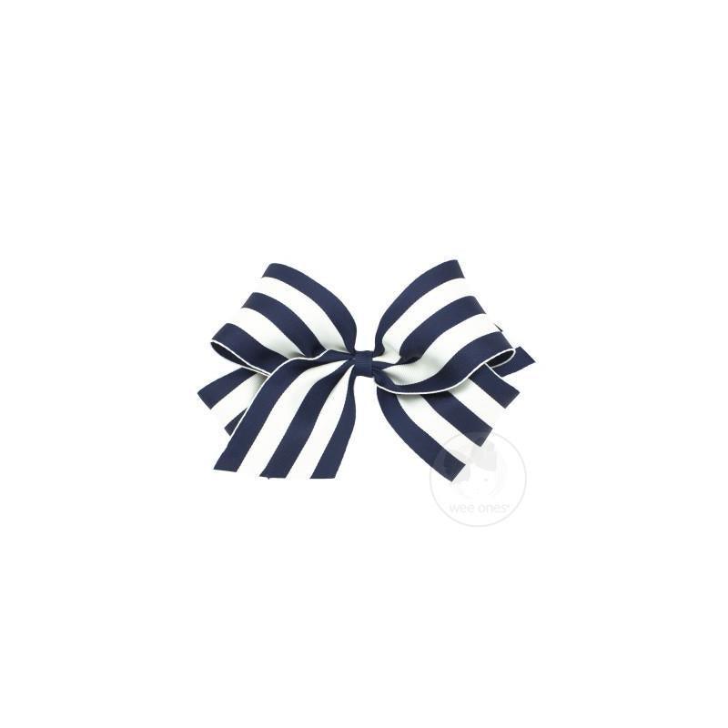 Wee Ones King Stripe Bow, Navy Image 1