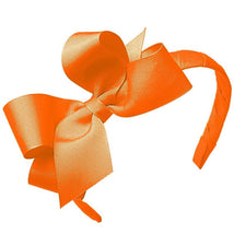 Wee Ones Medium Classic Grosgrain Bow On Matching Headband, Orange Image 1