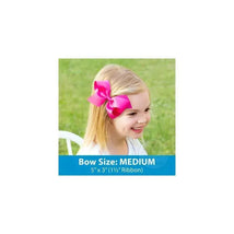 Wee Ones Medium Classic Grosgrain Bow On Matching Headband, White Image 2