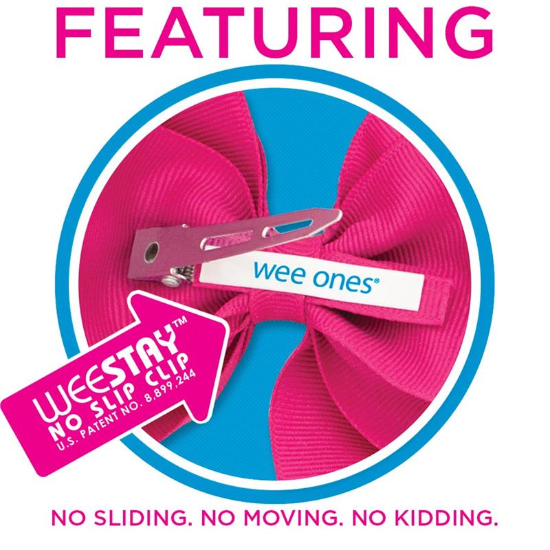 Wee Ones - Medium Grosgrain Hair Bow on a WeeStay Clip, Hot Pink Image 4