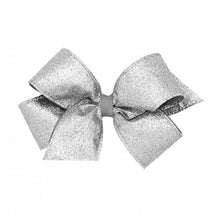 Wee Ones Medium Party Glitter Bow - Silver Image 1
