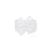 Wee Ones Medium Satin Edge Double Organza Bow On Baby Band, White Image 1