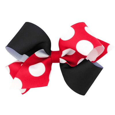 Wee Ones - Medium Two-Tone Dot Print Hair Bow, Red & Black Image 1