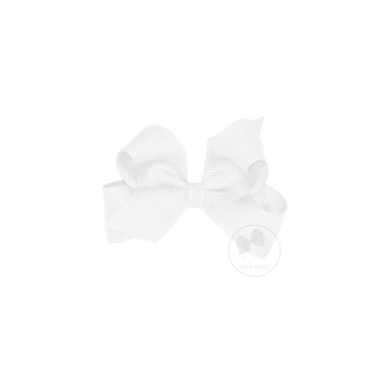 Wee Ones Mini Classic Grosgrain Hair Bow, Size 3.25 X 2 (7/8 Ribbon), White Image 1