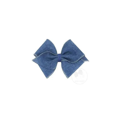 Wee Ones Mini King Burlap Bow, Denim, Size 5.25 X 3.5 (2 1/4 Ribbon) Image 1