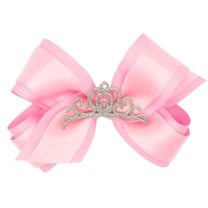 Wee Ones - Princess Grosgrain Hair Bow with Satin, Light Pink Image 1