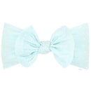 Wee Ones - Soft Shabby Dot Nylon Girls Baby Band With Matching Bowtie, Light Blue Image 1