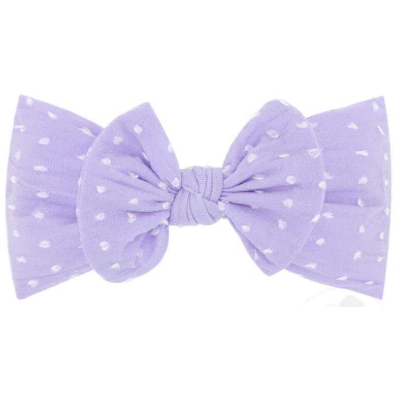 Wee Ones - Soft Shabby Dot Nylon Girls Baby Band With Matching Bowtie, Light Orchid Image 1