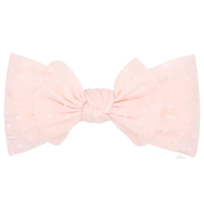 Wee Ones - Soft Shabby Dot Nylon Girls Baby Band With Matching Bowtie, Light Pink Image 1
