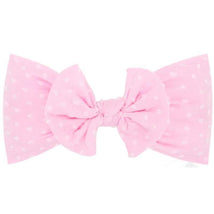 Wee Ones - Soft Shabby Dot Nylon Girls Baby Band With Matching Bowtie, Rose Image 1