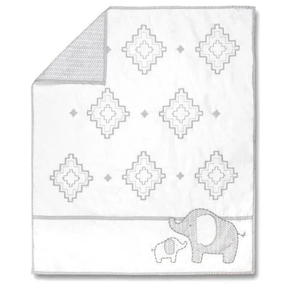 Wendy Bellissimo Hudson Elephant Reversible Quilt Grey White