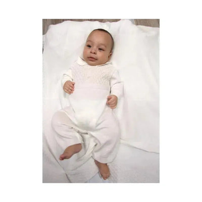Will' Beth Baby Boys Ivory Knit Coverall & Blanket Set, White Image 1