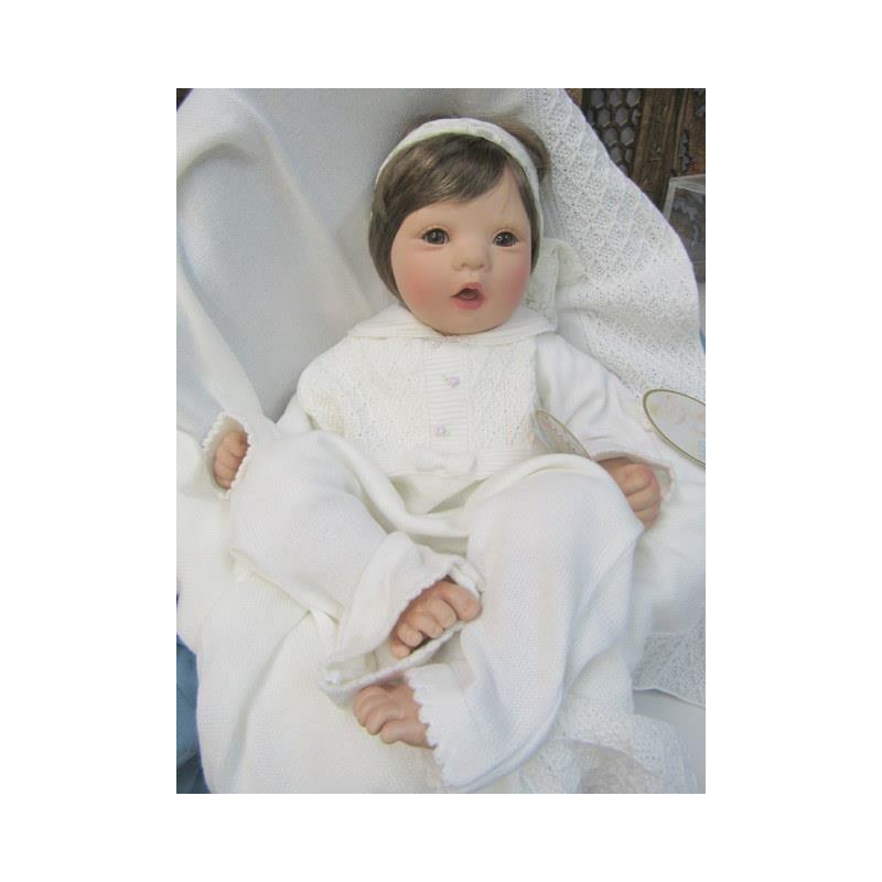 Will' Beth Ivory knit with a touch of tiny pink embroidered flowers, Coverall & Blanket Set, White/Pink Image 3