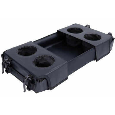 Wonderfold L2 Flex Snack Tray in black with two cup holders and a central storage section.