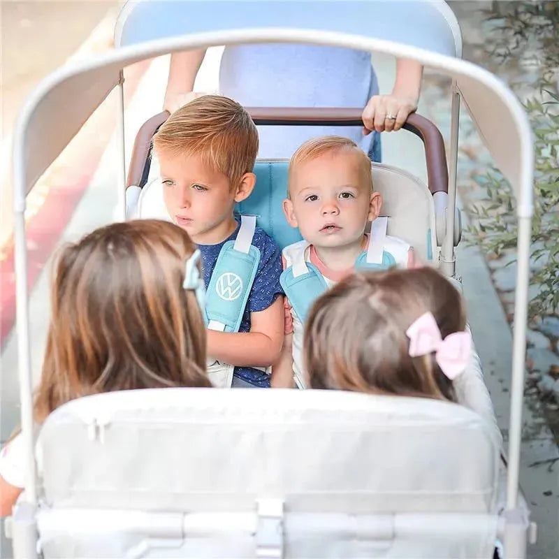 double stroller wagon for infant and toddler WonderFold - Volkswagon Special Edition Double Stroller Wagon (4 Seater), Bondi Blue