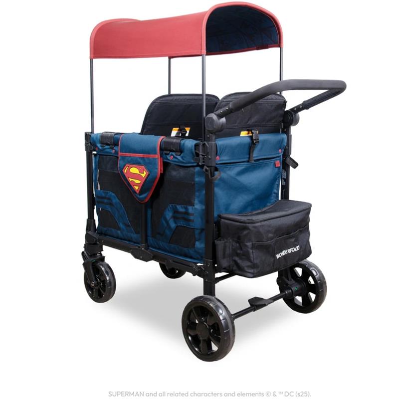 WonderFold W2 Luxe Pro (2 Seater) Double Stroller Wagon, Superman Image 4