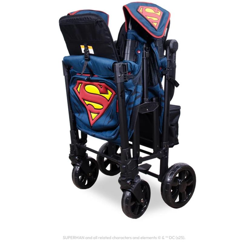 WonderFold W2 Luxe Pro (2 Seater) Double Stroller Wagon, Superman Image 6