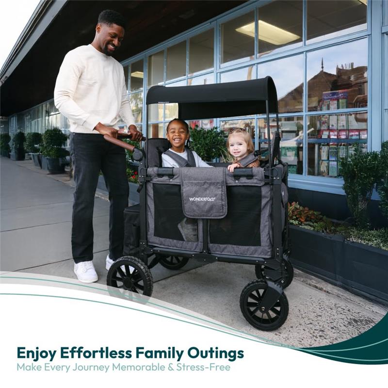 Wonderfold - W2 Luxe Pro Double Stroller For 2 kids, Charcoal Gray Image 4