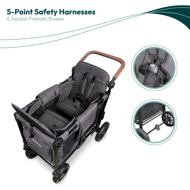 Wonderfold - W2 Luxe Pro Double Stroller For 2 kids, Charcoal Gray Image 5
