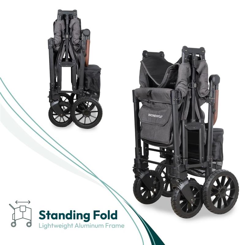 Wonderfold - W2 Luxe Pro Double Stroller For 2 kids, Charcoal Gray Image 6