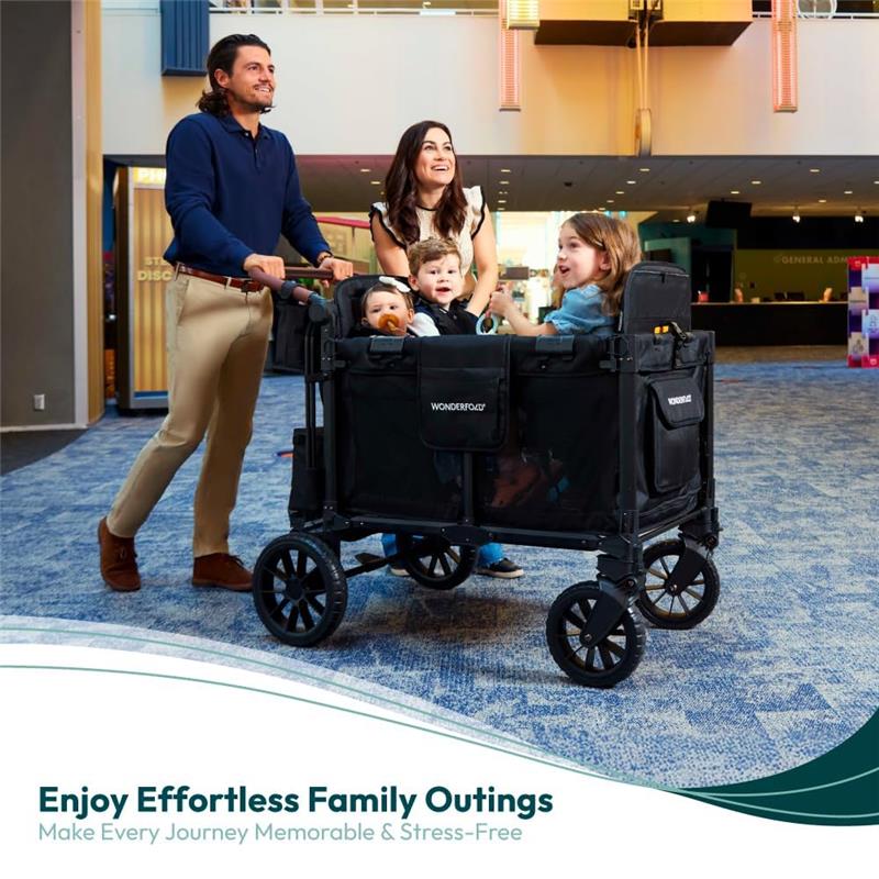 Wonderfold - W4 Luxe Pro Quad Stroller Fits Up To 4 Kids Seated Jet Black Image 2
