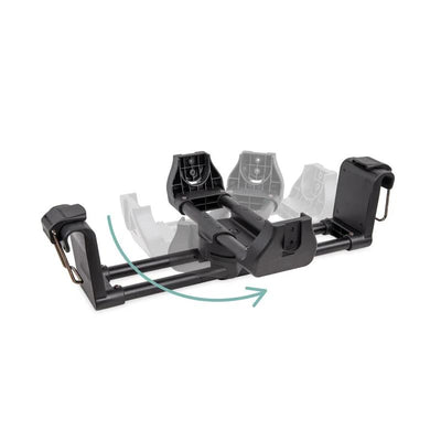 Cybex/Nuna/Maxi-Cosi adapter for Wonderfold W4 Series, featuring adjustable arms and secure attachment points.