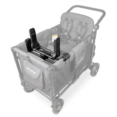 W4 Series Car Seat Adapter by Wonderfold, designed to attach securely to a stroller for car seat compatibility.