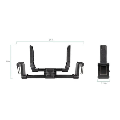 W4 Series Car Seat Adapter for Wonderfold strollers, featuring a black frame with adjustable clips and dimensions.