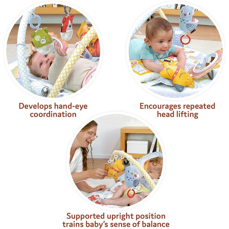 Yookidoo Baby Gym Urban Lay to Sit-Up Playmat, 3-in-1 Newborns Activity Center with Tummy Time Toys Image 2