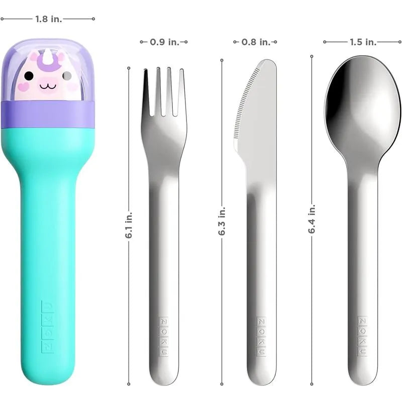 ZOKU Kids Pocket Utensil Set, Unicorn