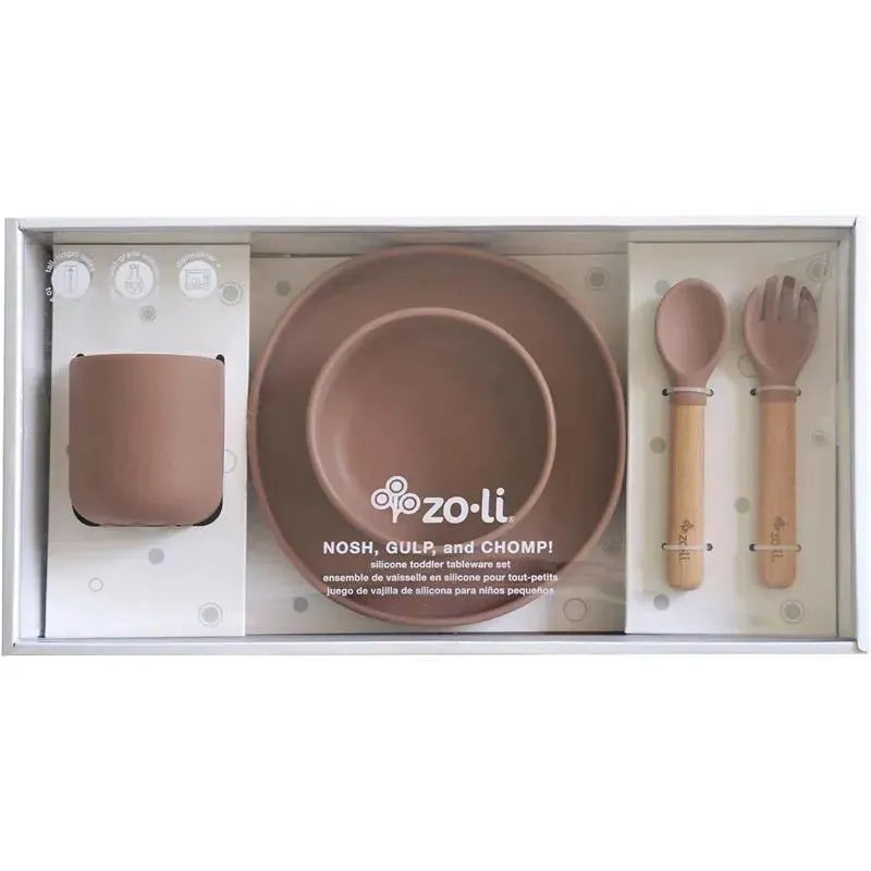 Zoli - 5Pk Silicone Kids Dishware Set, Latte Tan Image 2