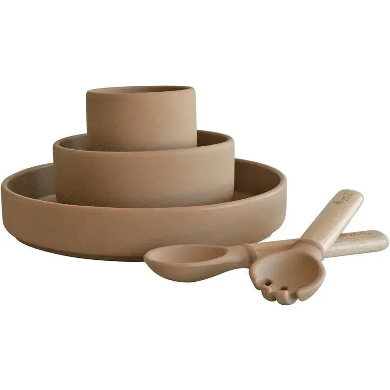 Zoli - 5Pk Silicone Kids Dishware Set, Latte Tan Image 4