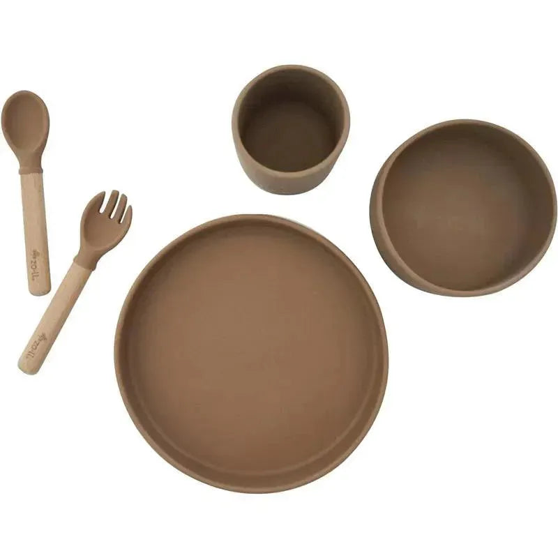 Zoli - 5Pk Silicone Kids Dishware Set, Latte Tan Image 5