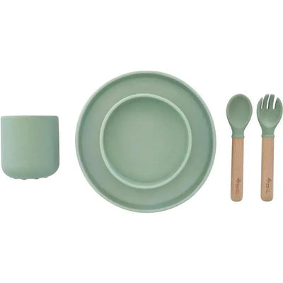 Zoli - 5Pk Silicone Kids Dishware Set, Sage Green Image 1