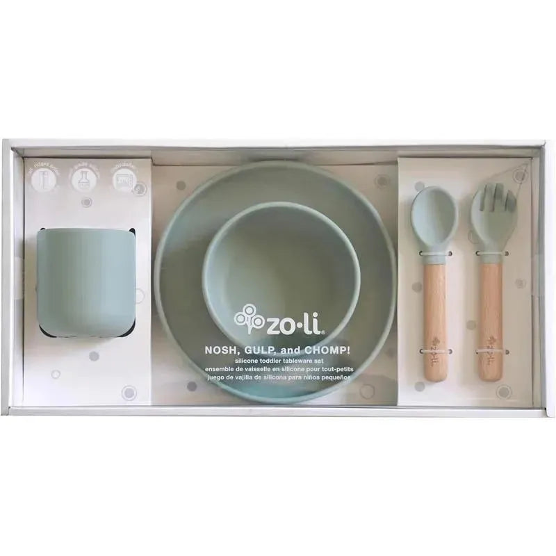 Zoli - 5Pk Silicone Kids Dishware Set, Sage Green Image 2