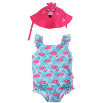 Zoocchini - 2Pk Baby Ruffled Swimsuit & Sun Hat Set, Flamingo Image 1