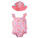 Zoocchini - 2Pk Baby Ruffled Swimsuit & Sun Hat Set, Seahorse Image 1