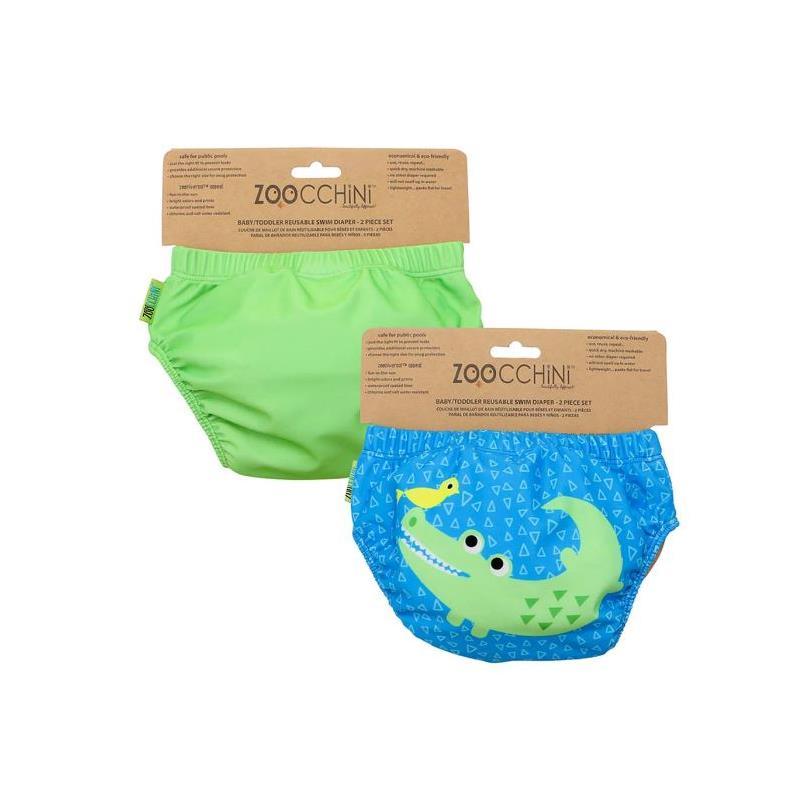 Zoocchini - Baby Knit Swim Diaper 2Pk Set, Aidan The Alligator Image 4