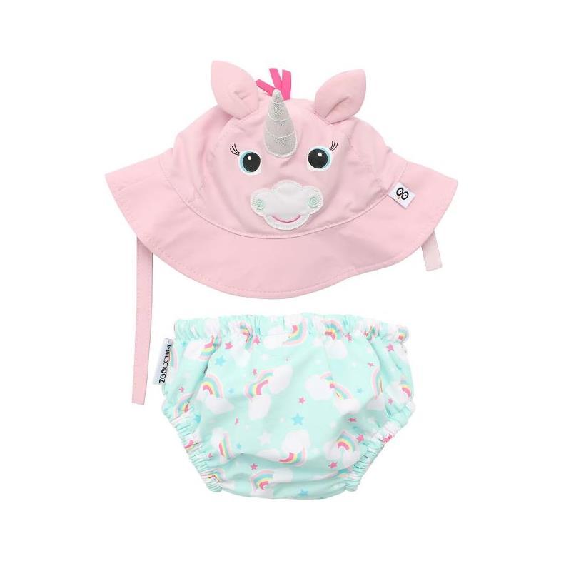 Zoocchini - Baby Swim Diaper & Sun Hat Set, Allie The Alicorn Image 1