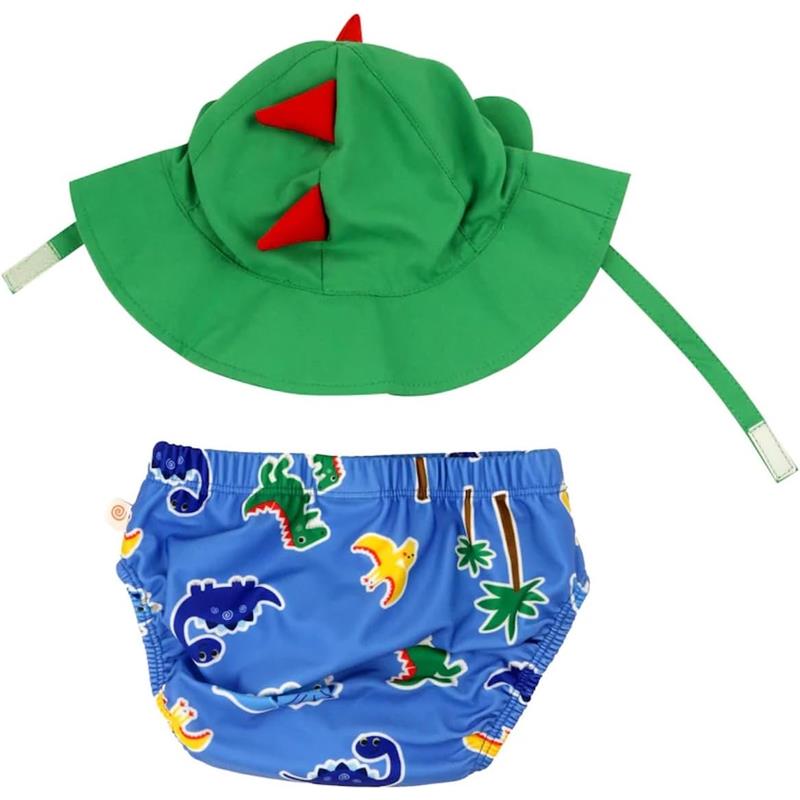 Zoocchini Baby Swim Diaper & Sun Hat Set, Devin Dino & Friends Image 3