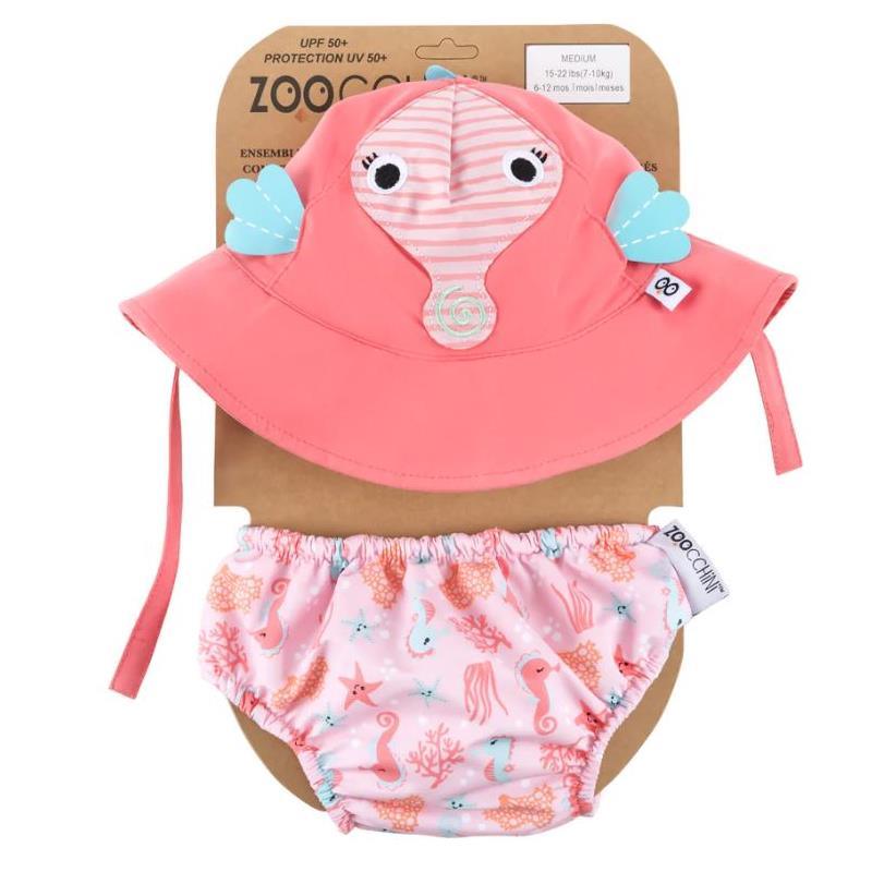 Zoocchini - Baby Swim Diaper & Sun Hat Set, Sally The Seahorse Image 2