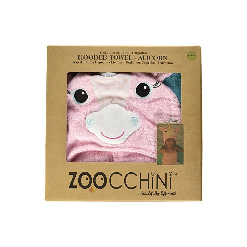 Zoocchini Kids Plush Terry Hooded Bath Towel Allie the Alicorn, Pink/Green Image 3