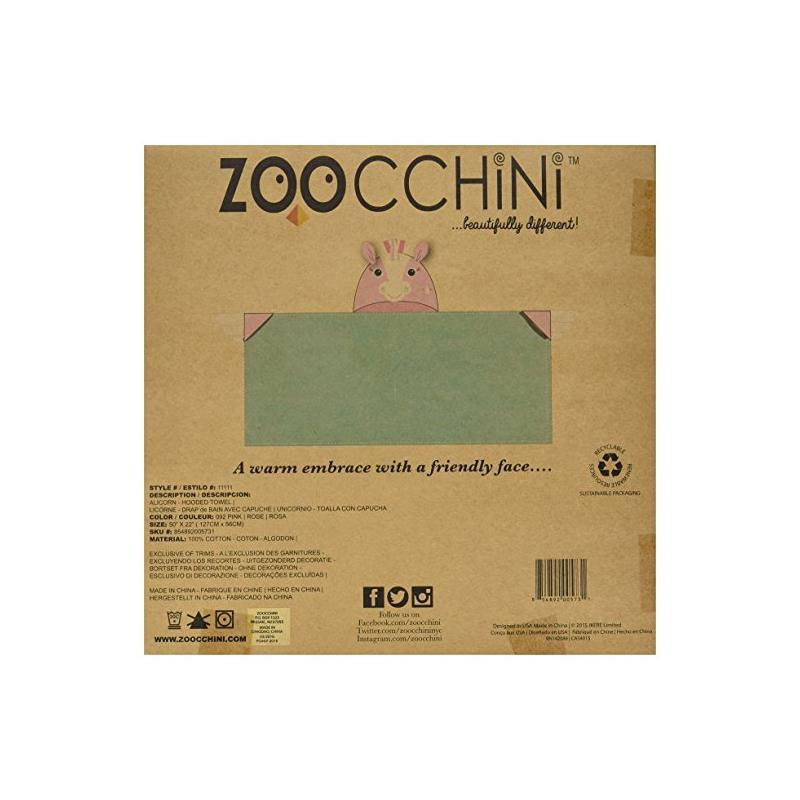 Zoocchini Kids Plush Terry Hooded Bath Towel Allie the Alicorn, Pink/Green Image 4