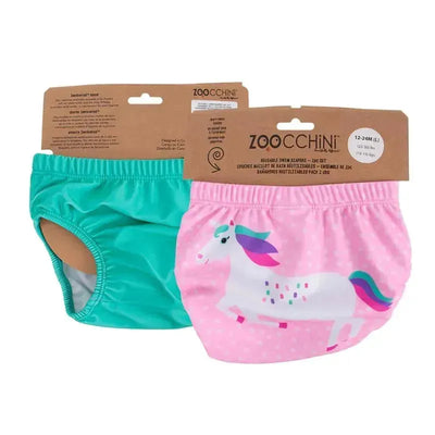 Zoocchini - Knit Swim Diaper, 2 Pc Set, Unicorn, 6-12M Image 1