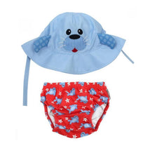 Zoochini - Baby Boy Swim Diaper & Sun Hat Set, Sunny The Seal Image 1