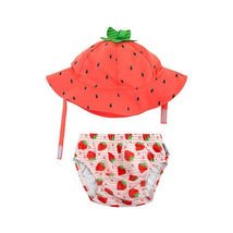 Zoochini - Baby Girl Swim Diaper & Sun Hat Set, Strawberry Image 1