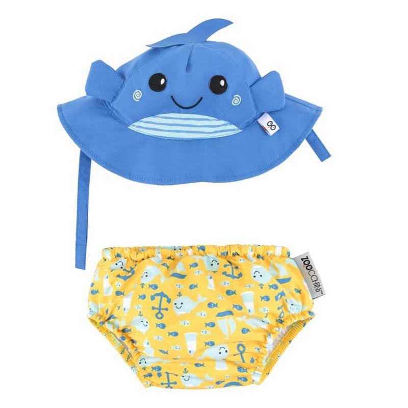 Zoochini - Baby Swim Diaper& Sun Hat Set Willy The Whale Image 1